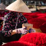 Closeup shot of an aroma stick factory near Hanoi in Vietnam