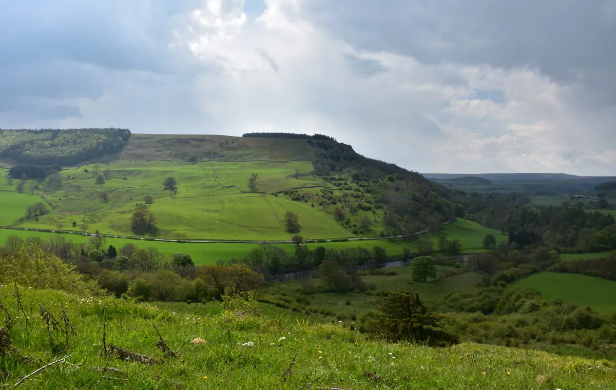 Farm Landscape in Northern England Under Cloudy Skies